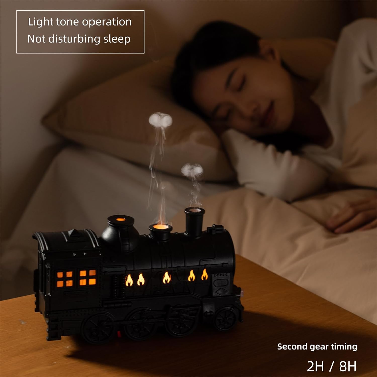 BOHOFAM plastic Train Essential Oil Diffuser Ultrasonic Cool Mist Aromatherapy Diffuser Humidifier with Auto Shut-Off and 2 Light 2 Mist Mode,Auto Shut-Off,for Large Room,Home,Office Hotel 300ml