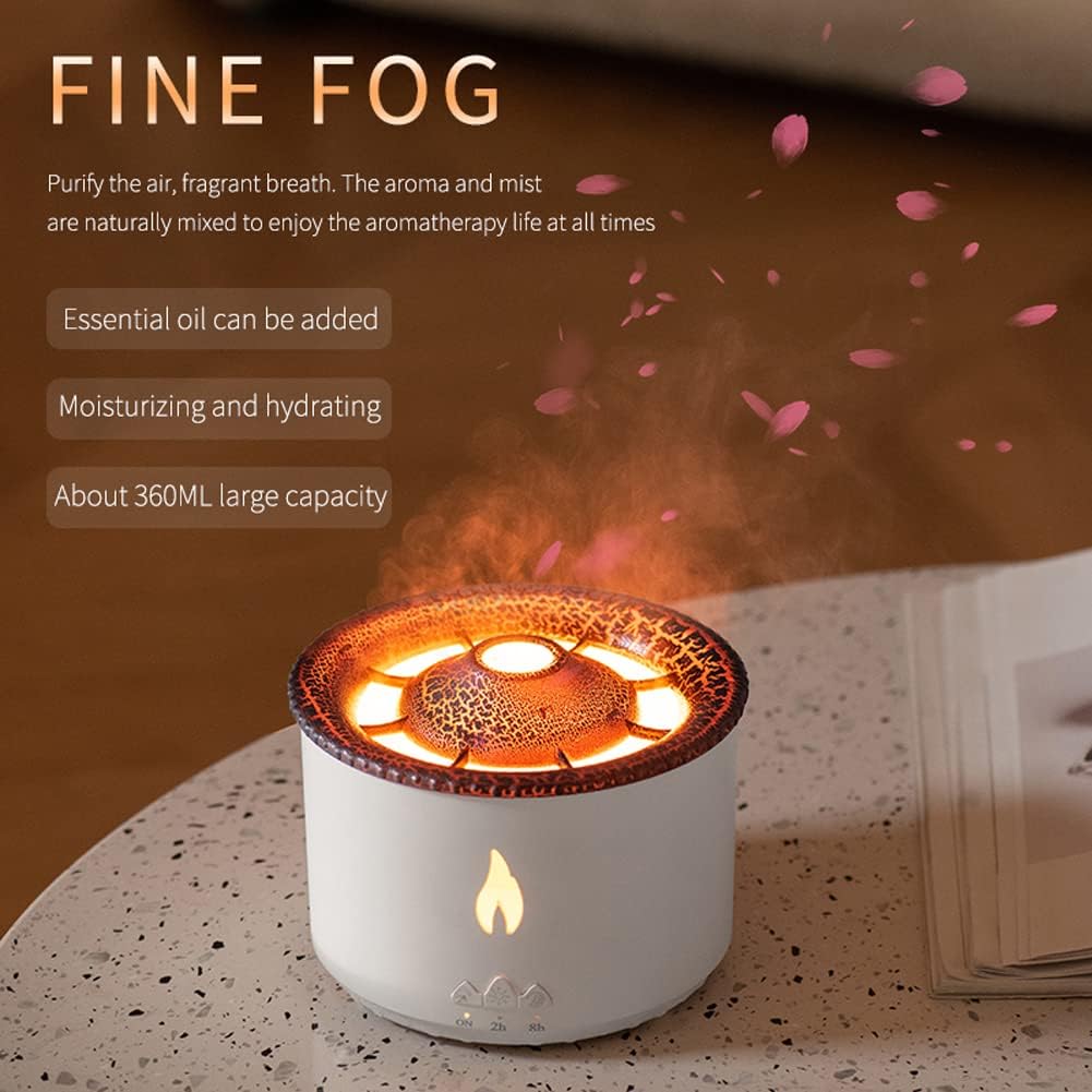 Dhyanut Oil Diffuser with Flame Light Cool Mist Humidifier with 2 Mist Modes Timer and Auto-Off Safety Protection Quiet Diffusers for Aromatherapy Essential Oil for Home Office SPA Yoga | Plastic