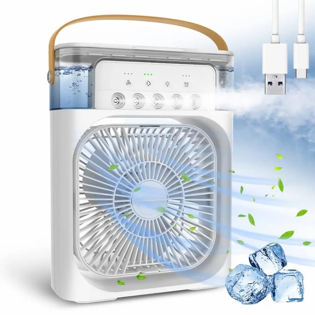 SHAYONAM Cooler for Room Cooling Mini AC Portable Mini Fan Artic Cooler with 7 Colors LED Light, 1/2/3 H Timer, 3 Wind Speeds and 3 Spray Modes for Office,Home,Dorm,Travel