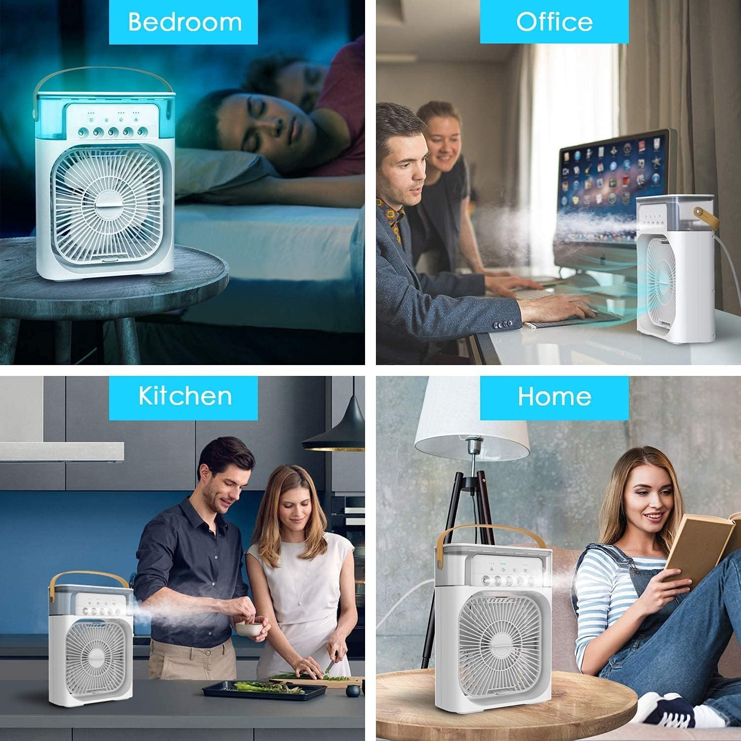 SHAYONAM Cooler for Room Cooling Mini AC Portable Mini Fan Artic Cooler with 7 Colors LED Light, 1/2/3 H Timer, 3 Wind Speeds and 3 Spray Modes for Office,Home,Dorm,Travel