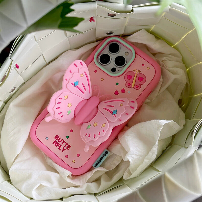 Pink Butterfly Soft Silicone Case for iPhone